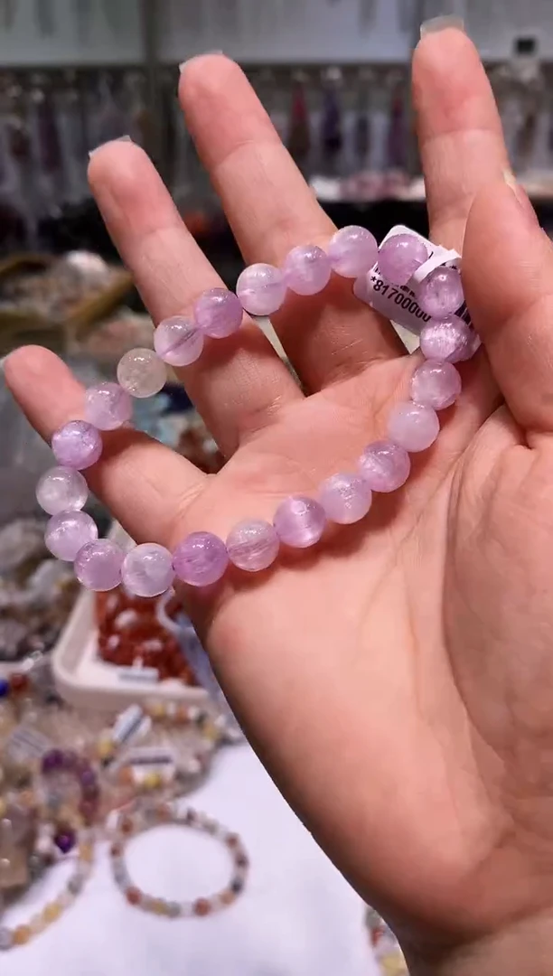 未镶嵌锂辉石手串多样性发其一紫锂辉8.5+