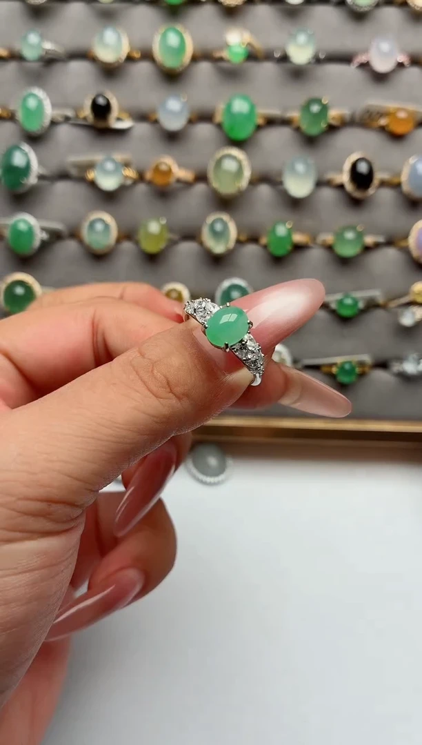 银S925镶嵌戒指翡翠.