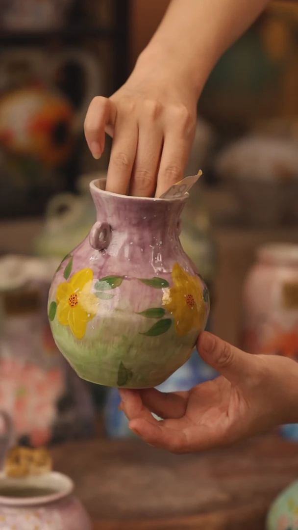 陶瓷081景德镇设计师手作花器摆件侘寂风