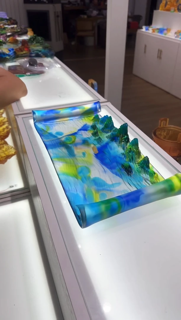 手工艺品琉璃?****.古法琉璃千里江山
