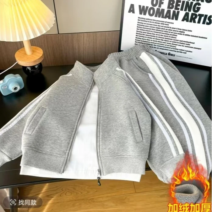 《品牌撤柜》TZ-8023高品质儿童冬季加绒时尚休闲韩版套装