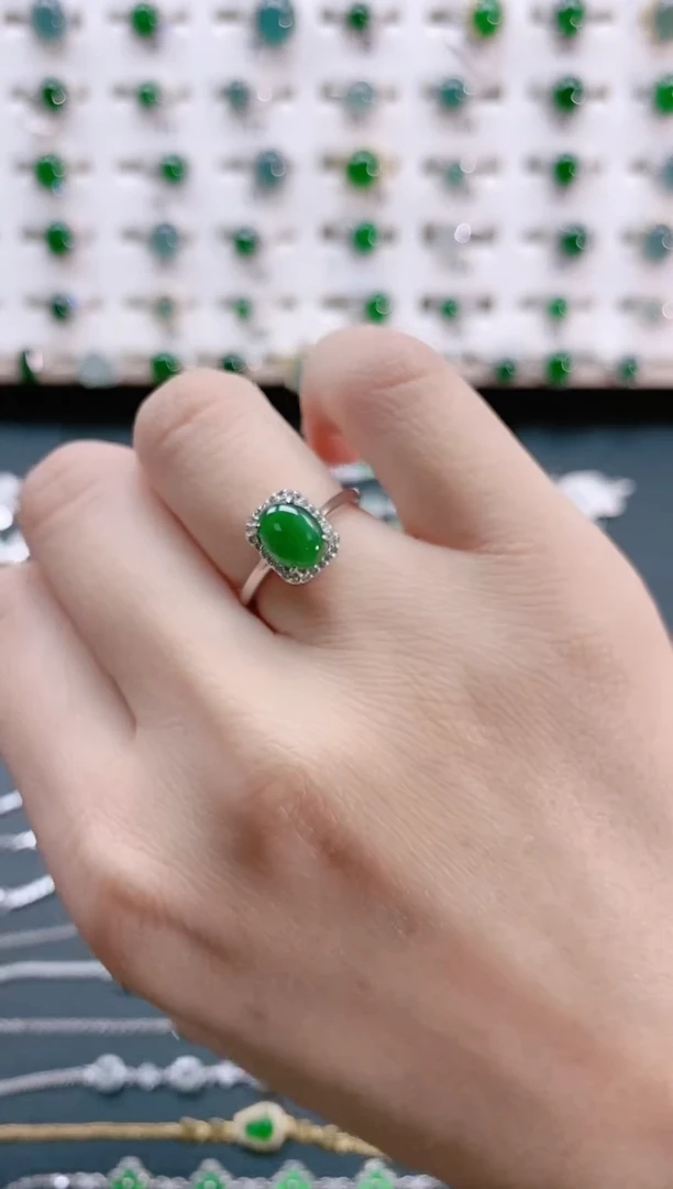 【闪购商品】翡翠戒指银S925镶嵌天然翡翠