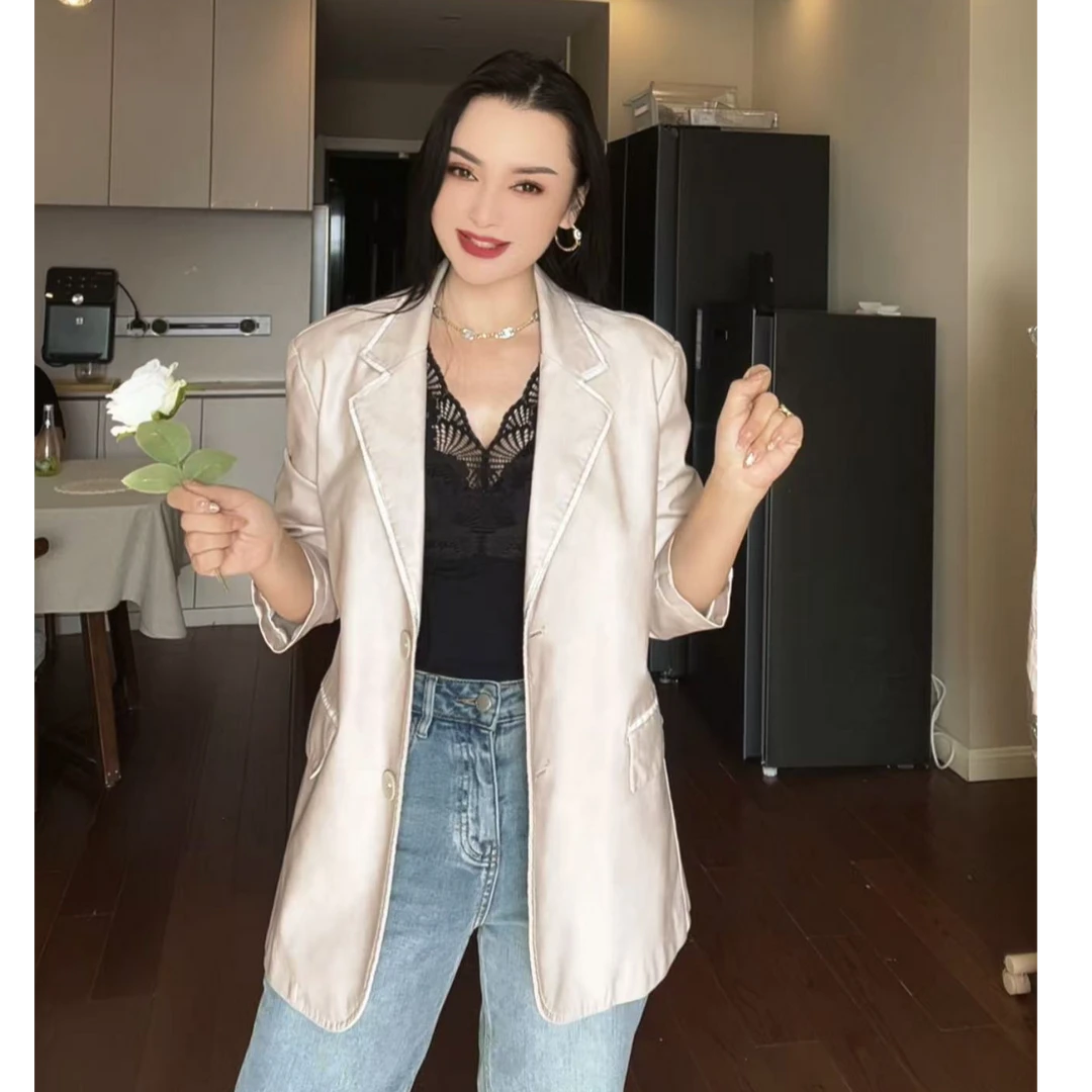 休闲风静奢风美拉德风时尚网红皮衣外套女士女装