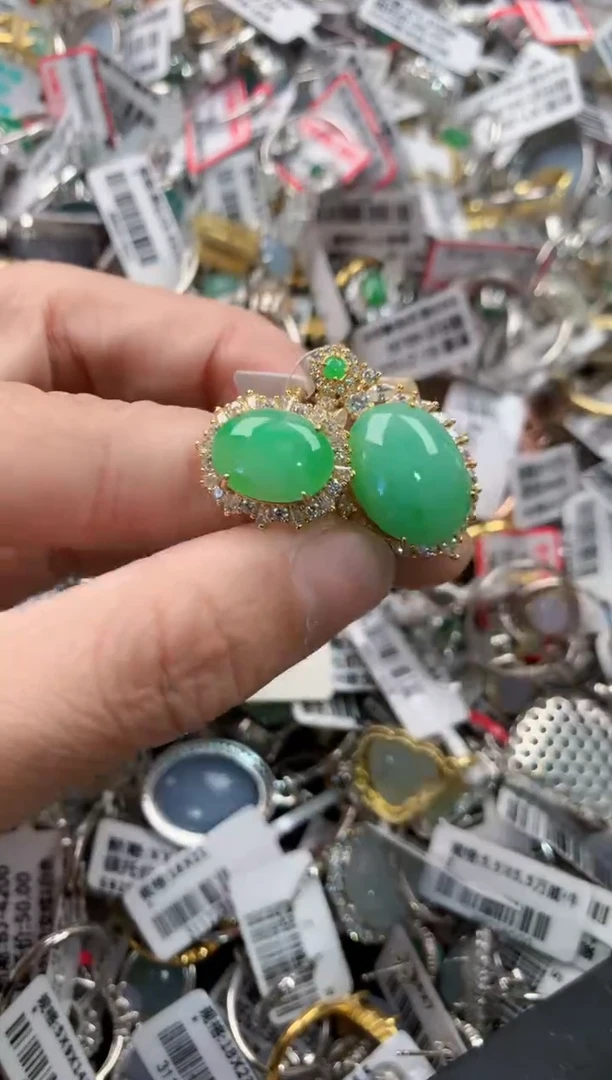 银S925镶嵌戒指翡翠8---7