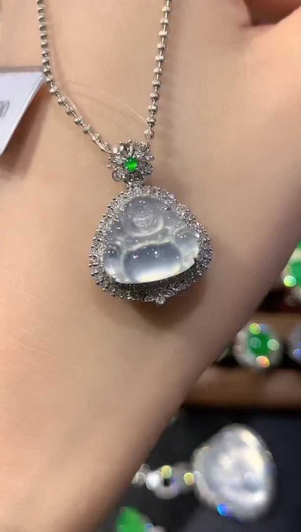 吊坠(不含链)18K金镶嵌翡翠a206