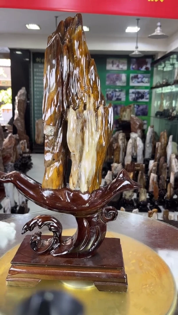 缅甸天然树化玉摆件