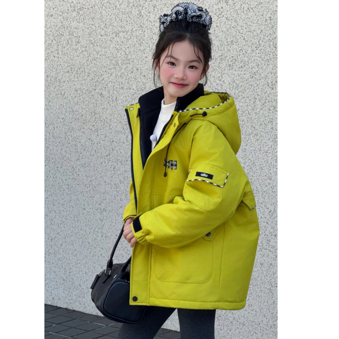 【haobaby】果绿格字母三合一冲锋衣外套棉服8011