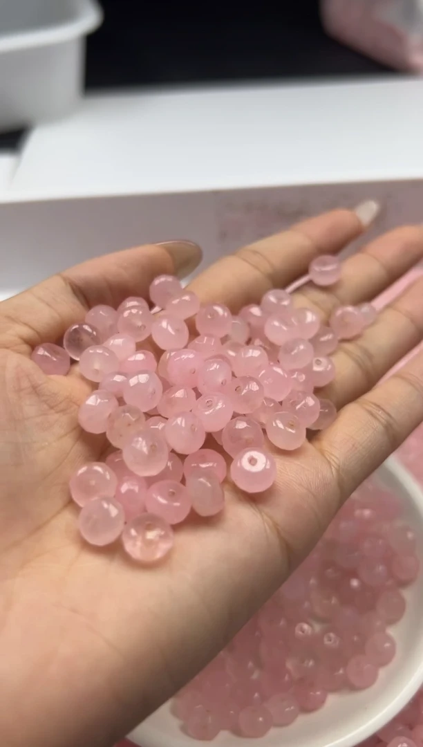 未镶嵌颈饰水晶w2430粉水晶切面8mm*30颗