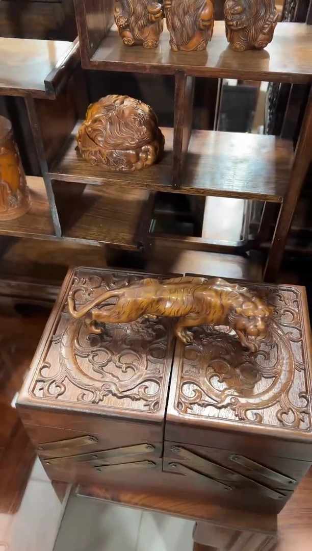 黄杨木动物摆件1