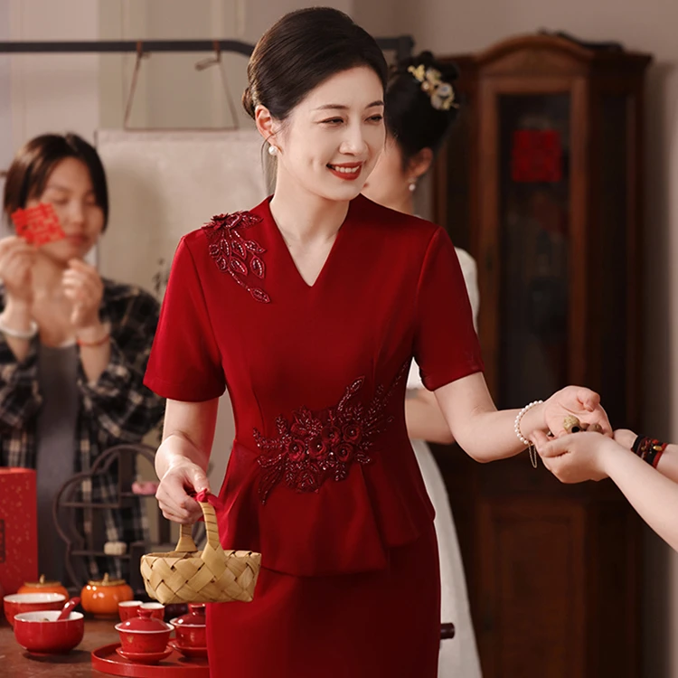 喜婆婆婚宴装2025新款春款高贵婚礼礼服妈妈婚宴结婚衣服订婚高端