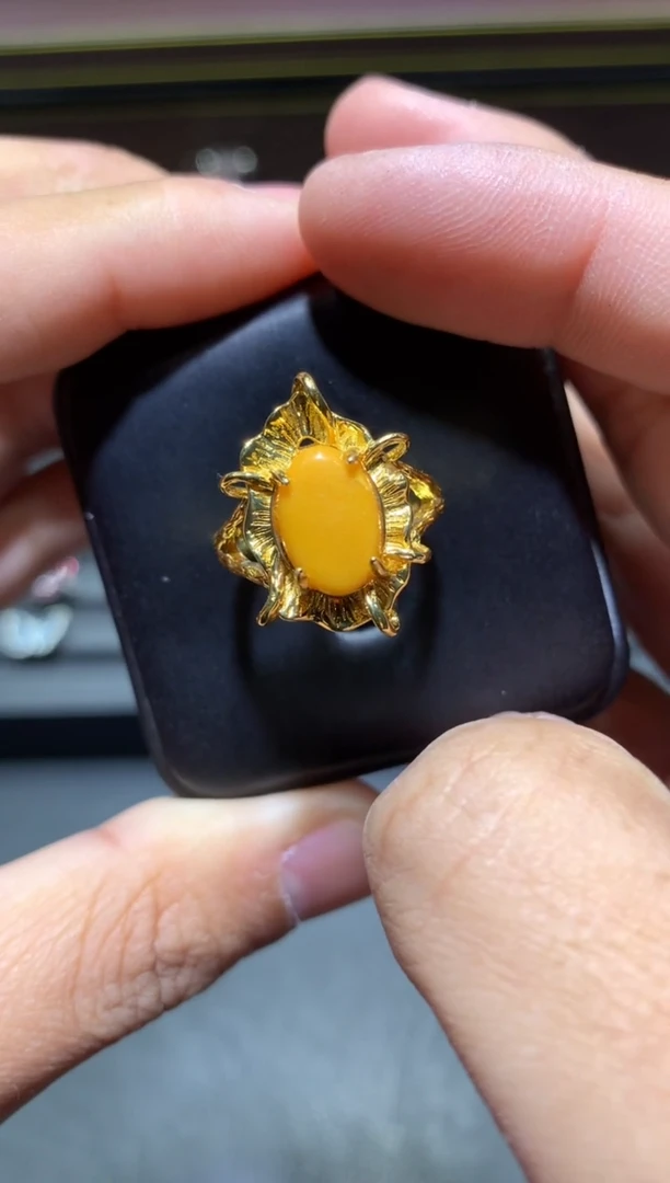 【闪购商品】琥珀戒指未镶嵌L15【多样性发其一】