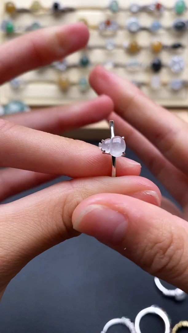 银S925镶嵌戒指翡翠4444444+7