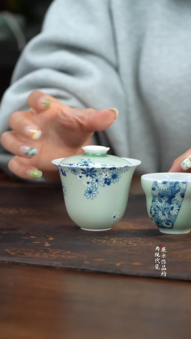 江壶见陶瓷直播专享小雏菊盖碗一套