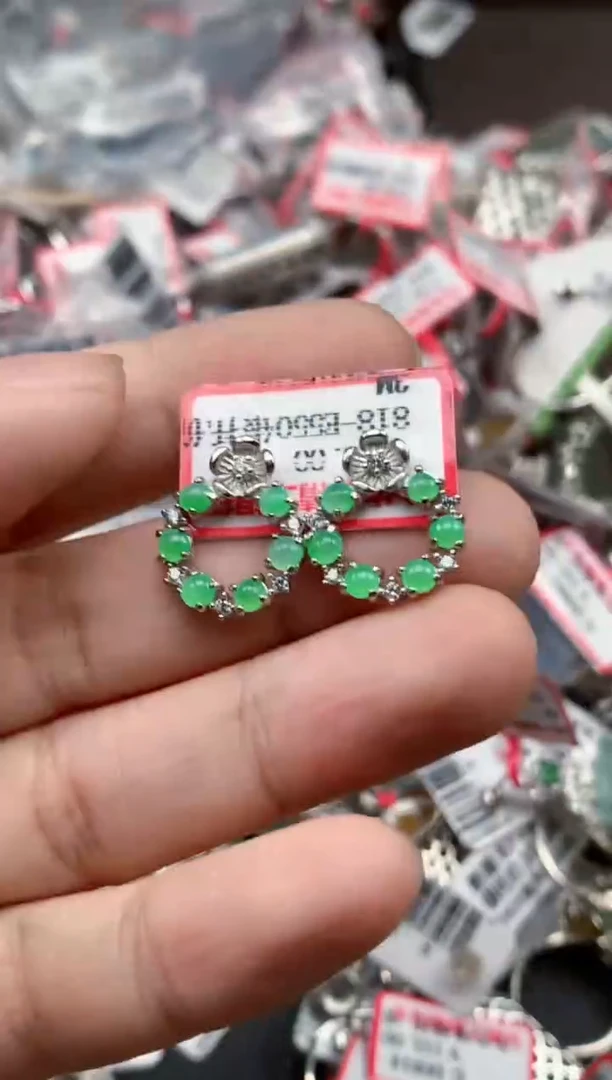 银S925镶嵌戒指翡翠天然A货缅甸翡翠