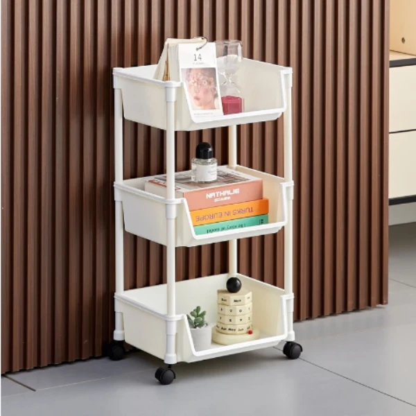 3层简约置物架收纳储物架移动推车卧室零食客厅落地家用绘