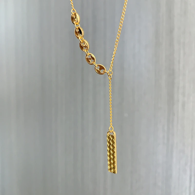 坠链均足银 鱼鳞小金块项链-TLXL0057