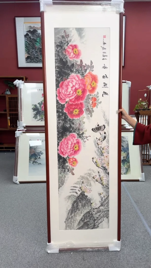 国画手绘  花开富贵  219*68