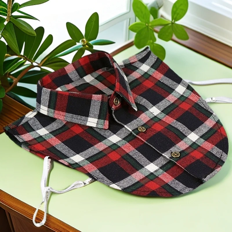 棉质磨毛格子男士防脏假领子秋冬季搭配毛衣装饰领保暖护颈节约领