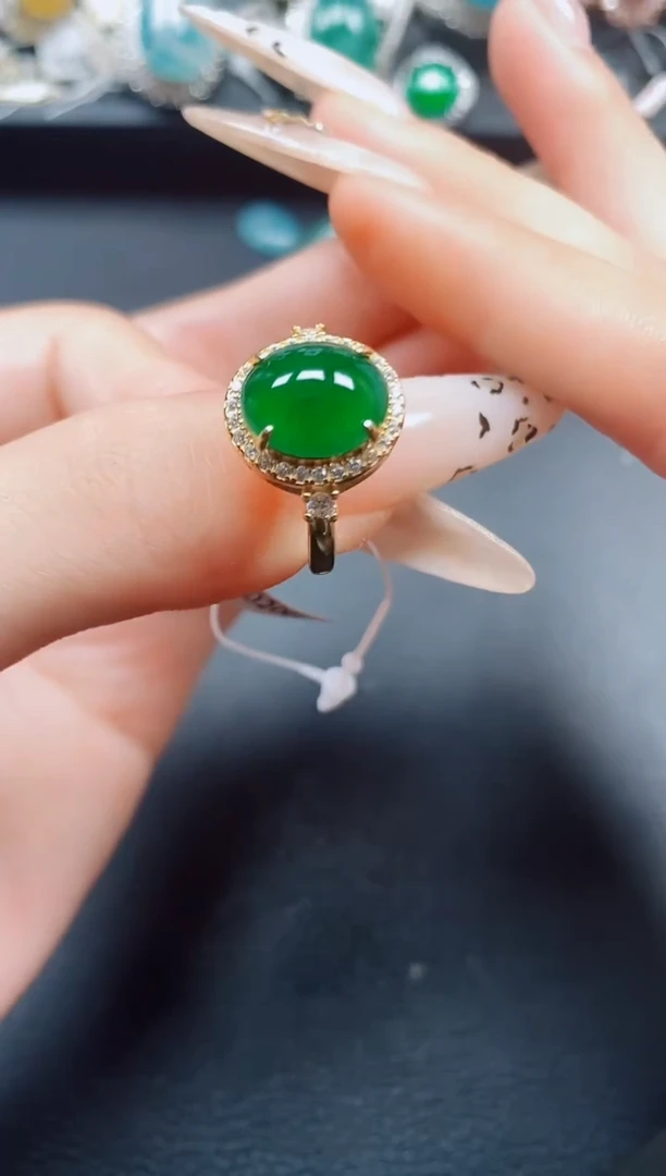 银S925镶嵌戒指翡翠翡翠