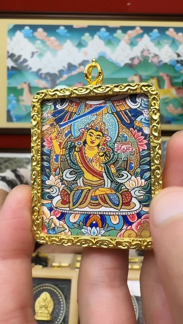 吊坠文老师-热贡纯手绘唐卡吊坠