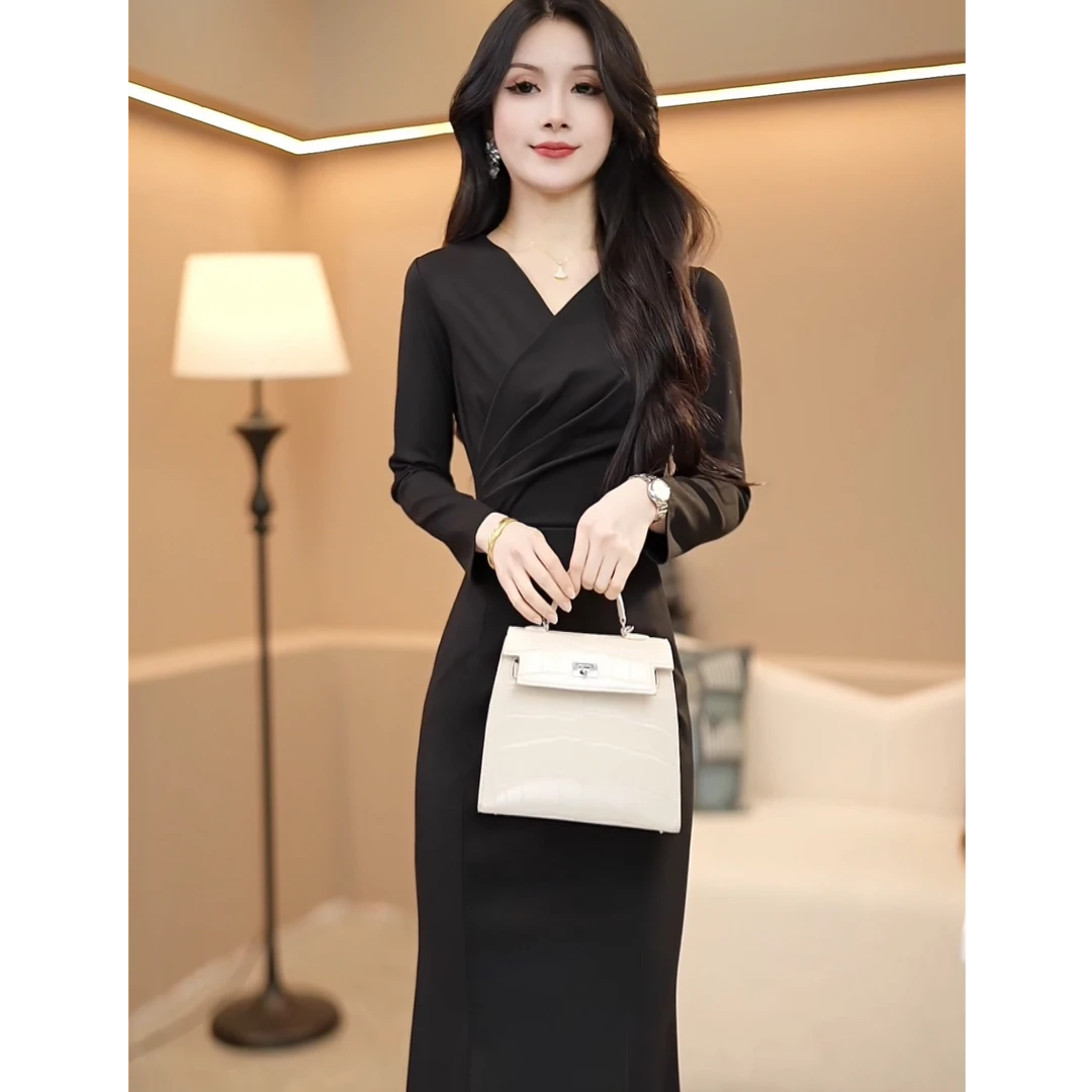 （涂）春夏款名媛气质显瘦女神范职业修身法式轻奢连衣裙5090