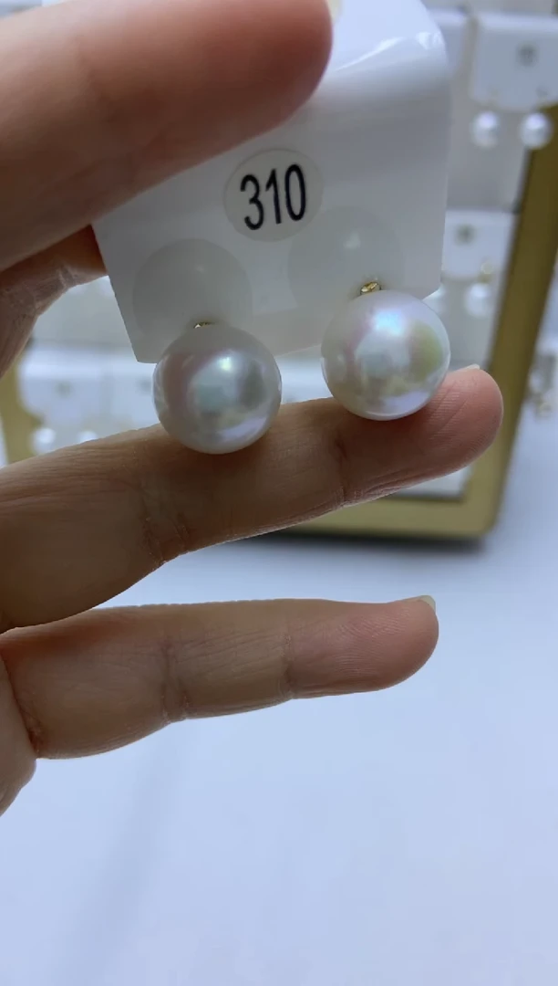 18K金镶嵌耳饰淡水珍珠310