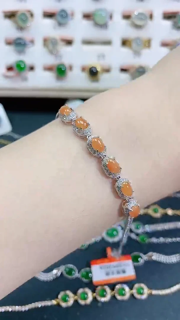 银S925镶嵌手链翡翠天然翡翠