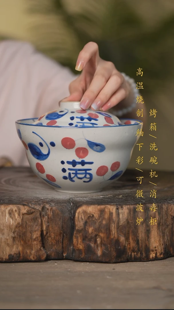 碗景德镇高温釉下彩可微波烤箱洗碗机