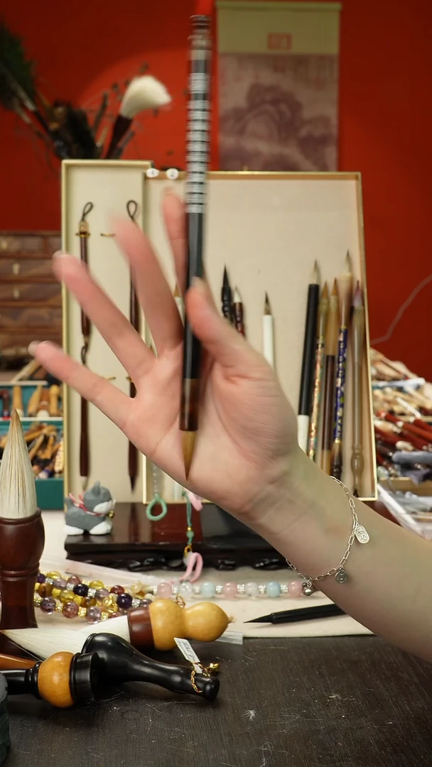 132号孤品高货毛笔链接 清水试笔 蘸墨不退