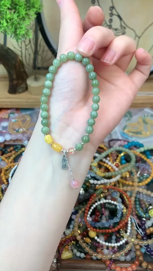 【闪购商品】和田玉手饰银S925镶嵌351手串