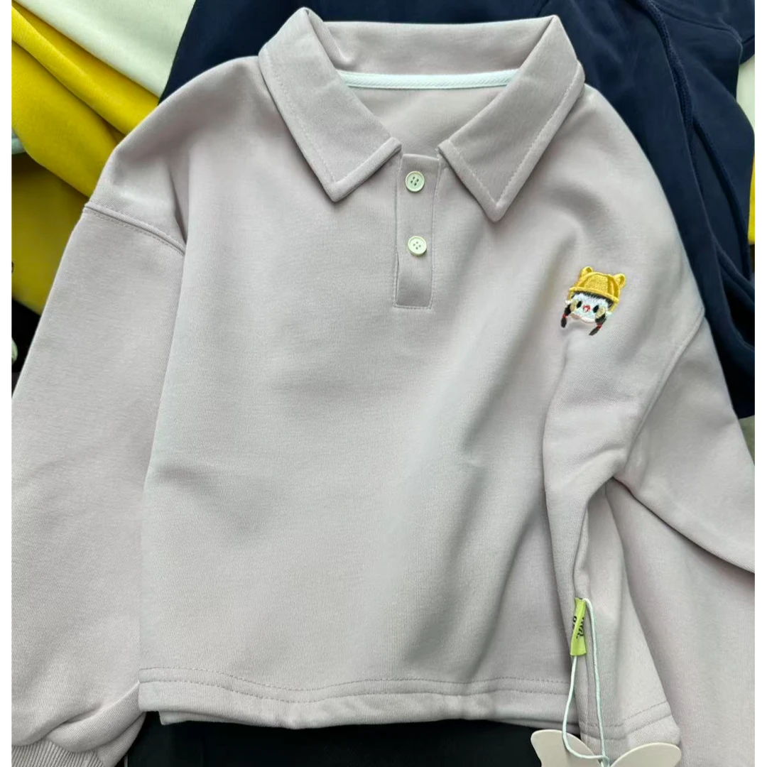 A089女童短款抽绳休闲卫衣
