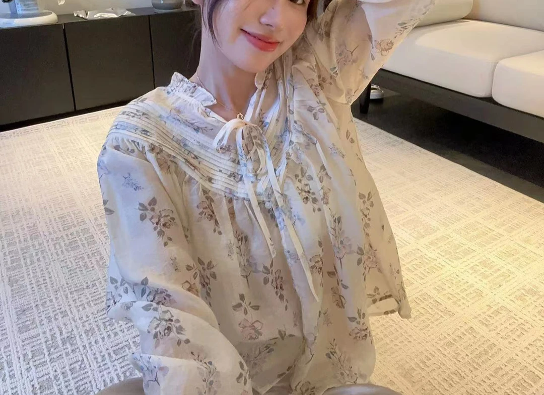 【BORAKOO】【现货】米杏色韩版水墨娃娃衫