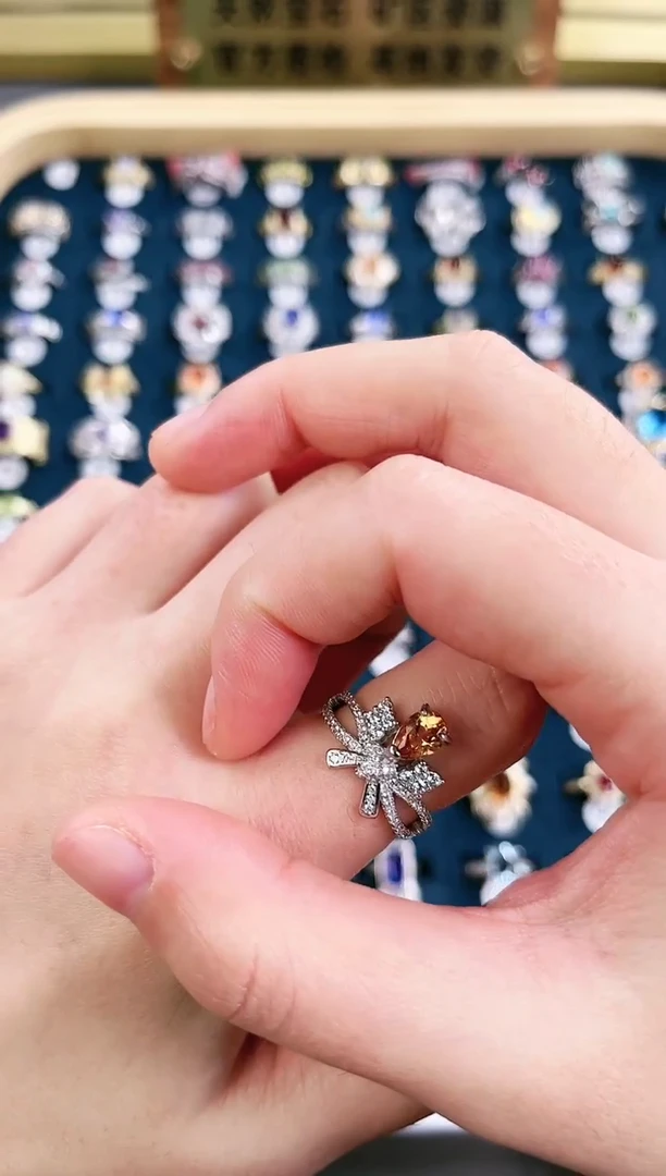 银S925镶嵌戒指黄晶yg