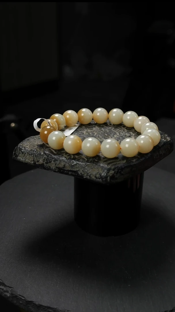 未镶嵌手串和田玉和田玉白玉且末老糖白手串卡12mm