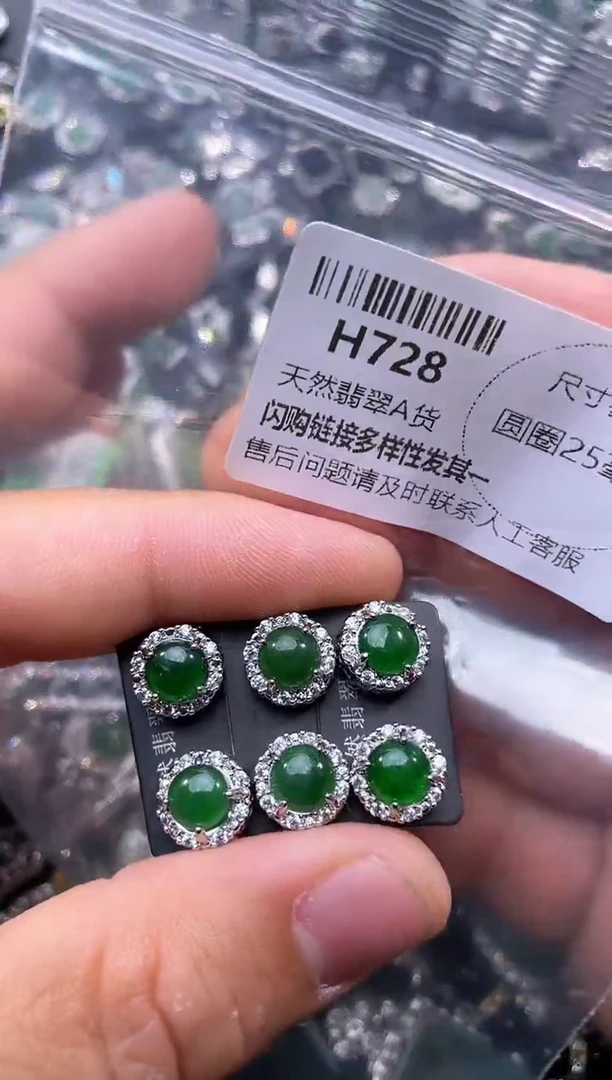 【闪购商品】翡翠颈饰未镶嵌H728耳钉 多样性发其一