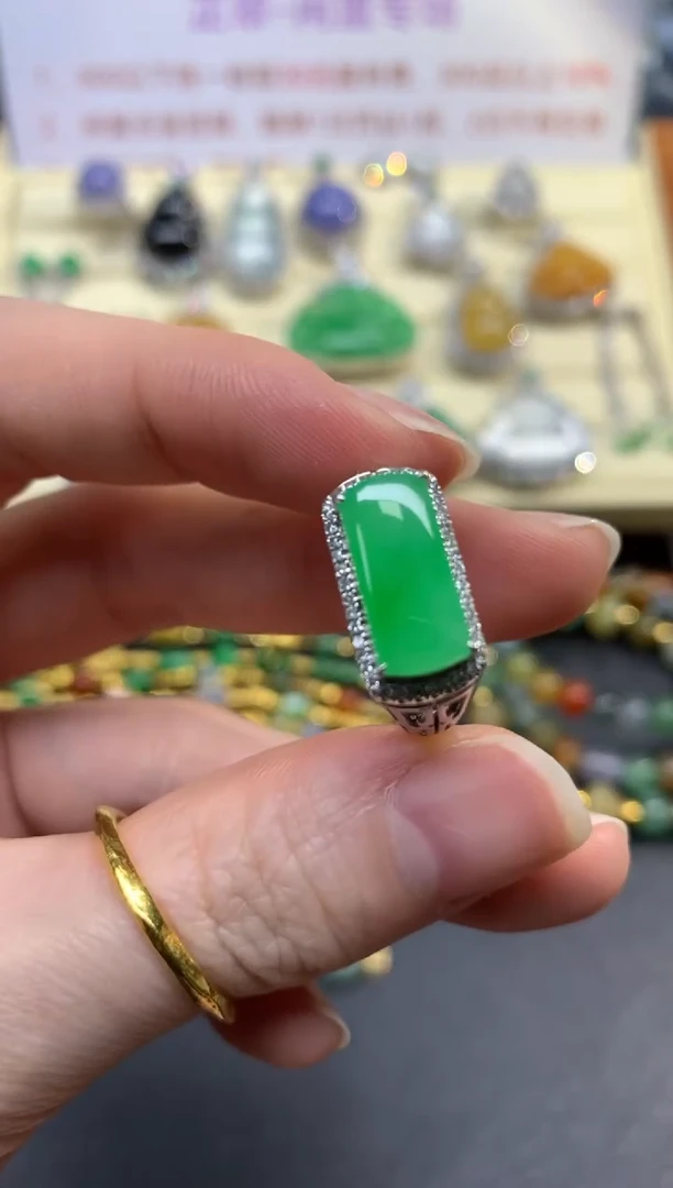 翡翠戒指18K金镶嵌戒指|8500+850