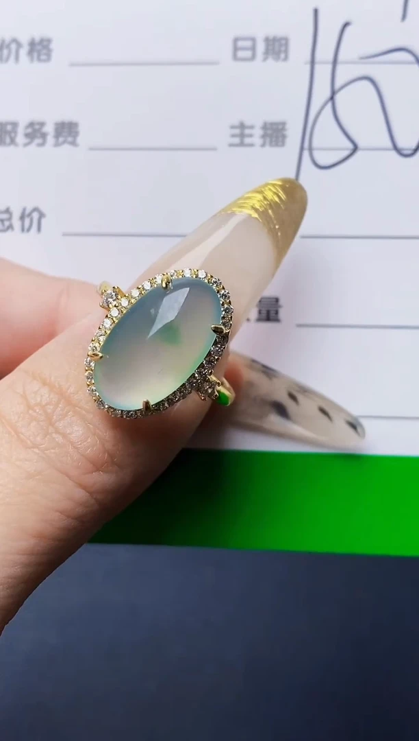 银S925镶嵌戒指翡翠2156