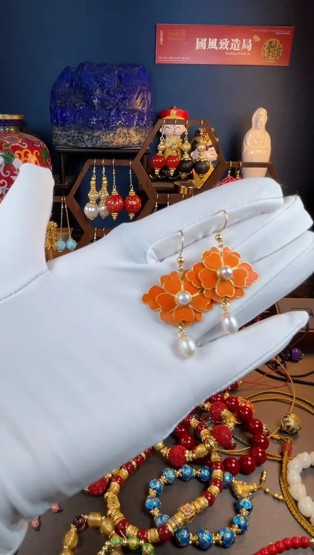 【闪购商品】凤凰羽珐琅景泰蓝耳钩