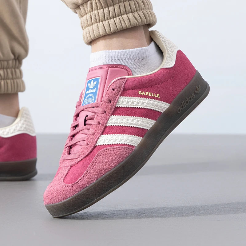 阿迪达斯三叶草男鞋女鞋GAZELLE INDOOR玫粉色德训鞋休闲鞋IF1809