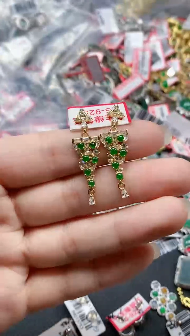 银S925镶嵌戒指翡翠天然A货缅甸翡翠