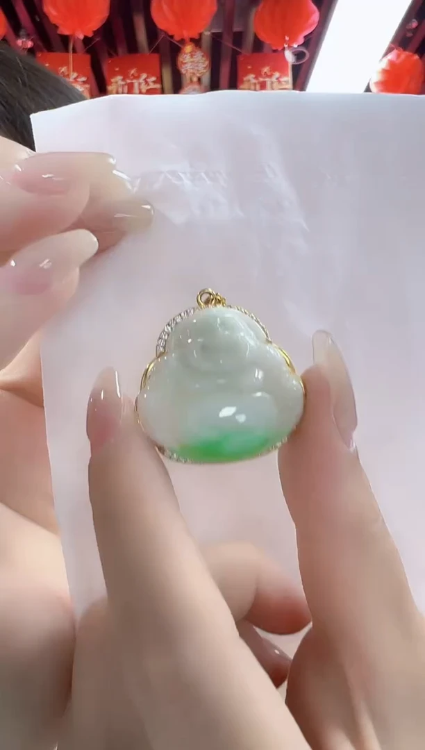 翡翠银S925镶嵌颈饰孤品佛公