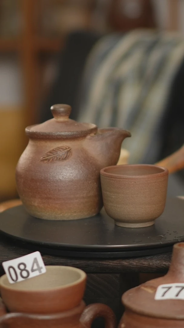 彦***店纯手工柴烧手抓壶加茶杯