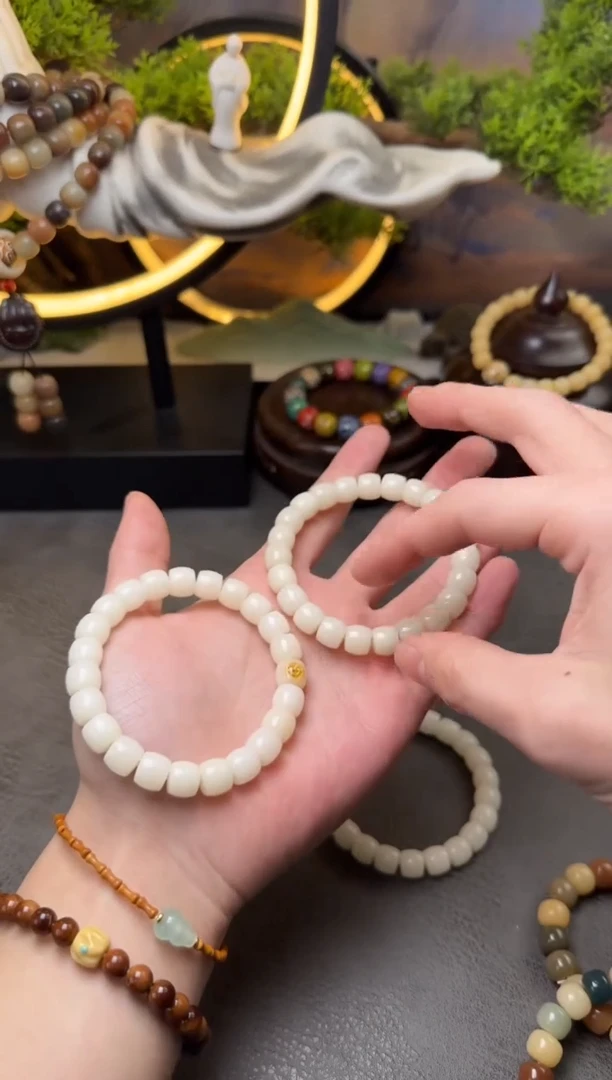 【闪购商品】菩提手串未镶嵌白玉菩提精工带标直切