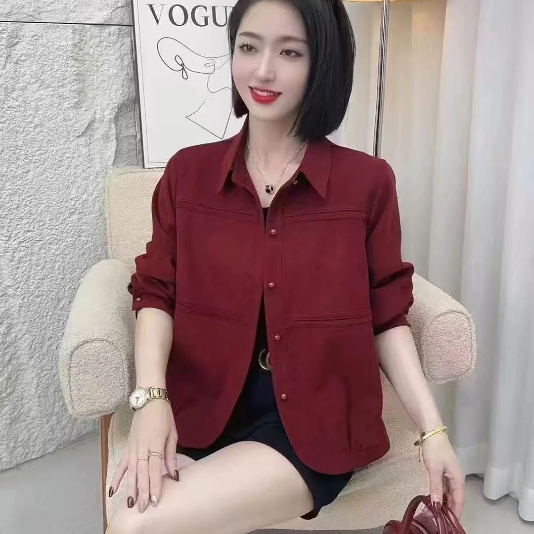 小鑫肝@现货浮力重工翻领缝珠拼接简宁气质百搭休闲短外套 8808