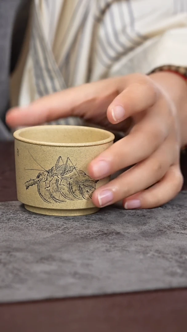 茶杯紫砂紫砂刻绘主人杯