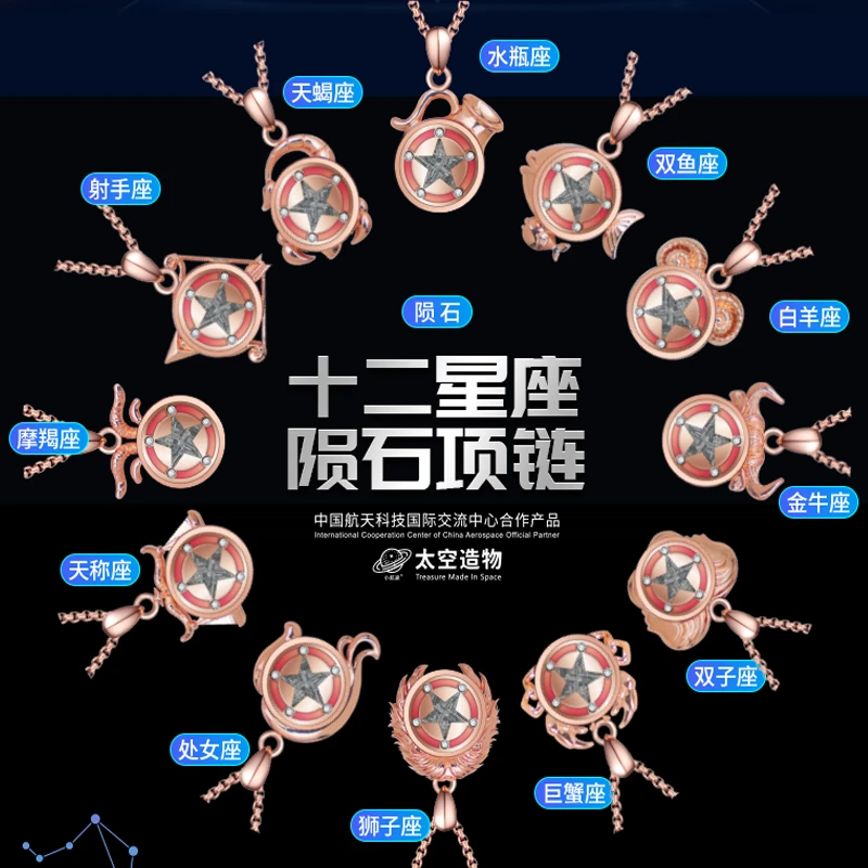 小航家十二星座太空陨石项链