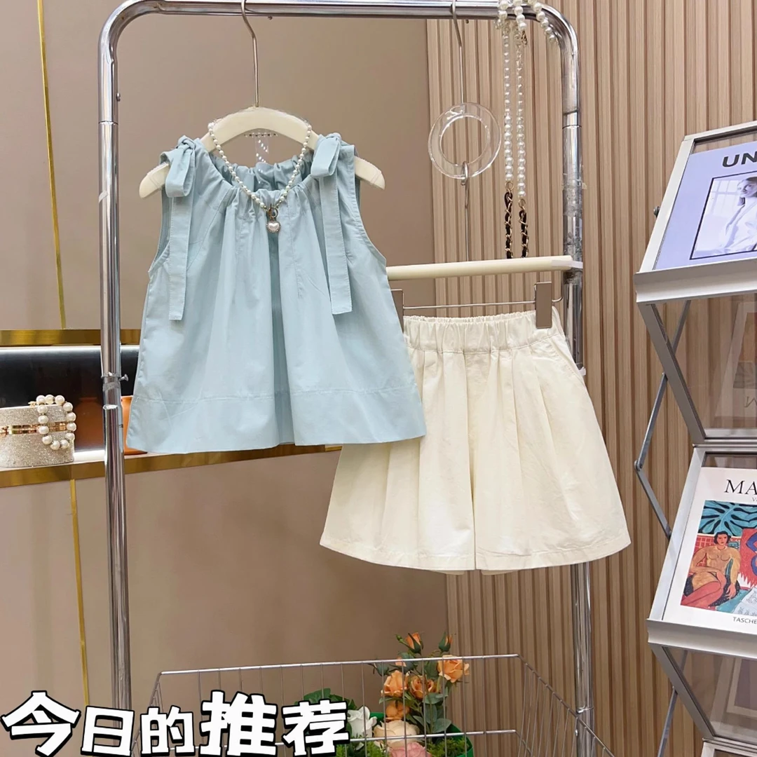 时尚童装女童套装夏装套装儿童夏季无袖两件套2024新款洋气时髦