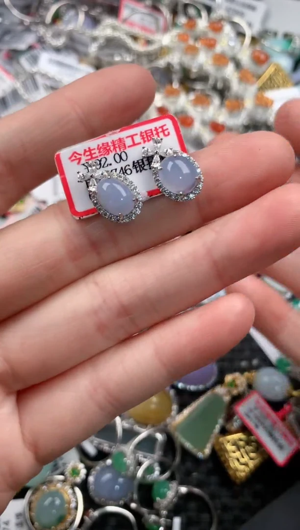 银S925镶嵌戒指翡翠嗷*?666--6