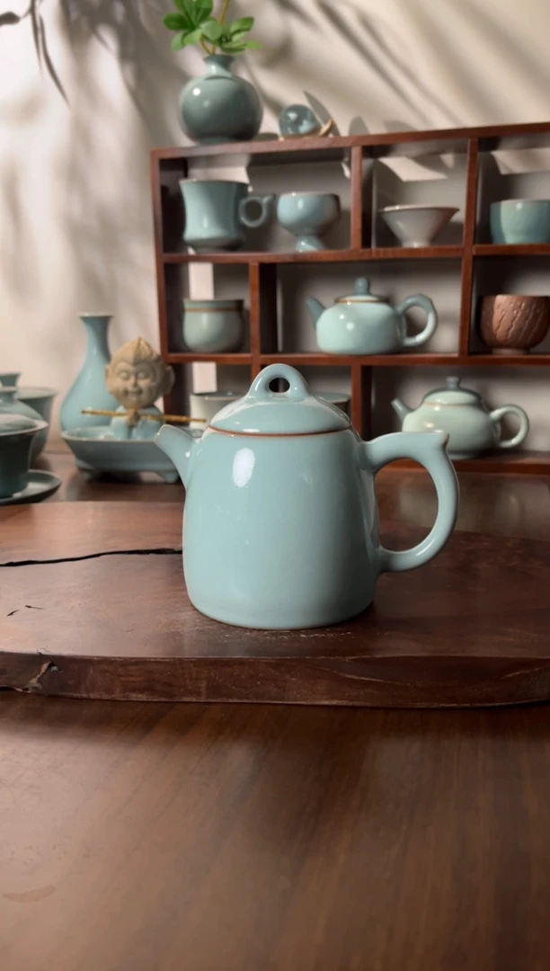 【闪购商品】杯汝窑天青釉色秦权茶壶
