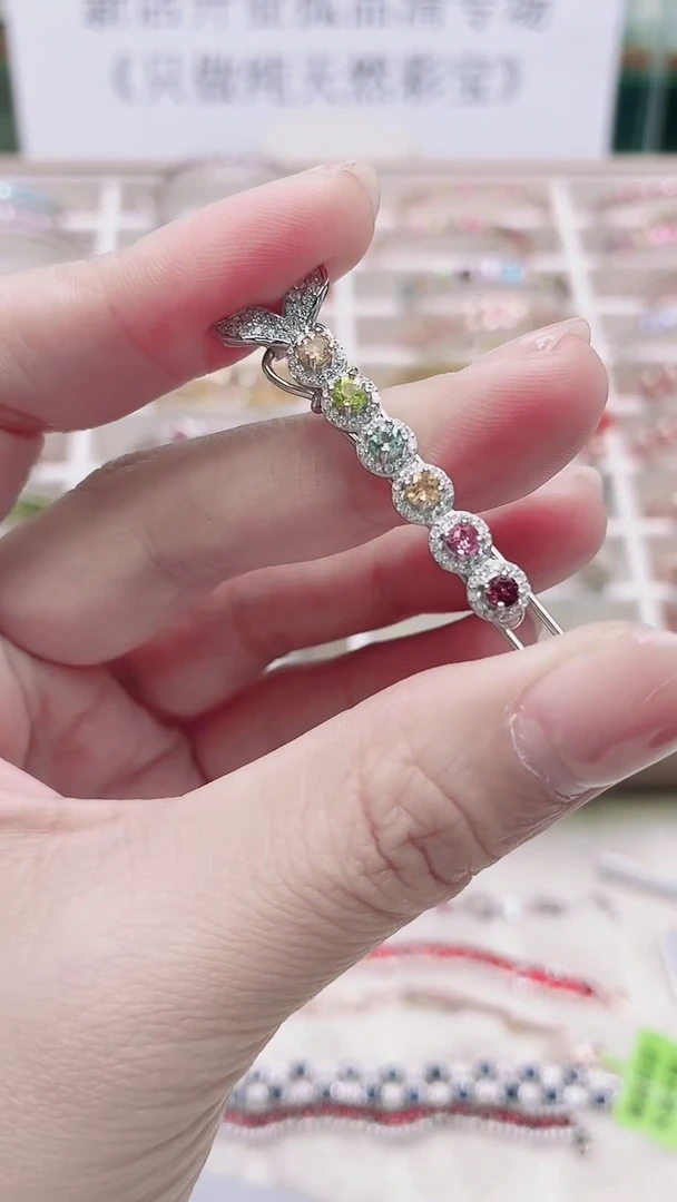 银S925镶嵌发夹碧玺501ZB1128产品一个（多样性）